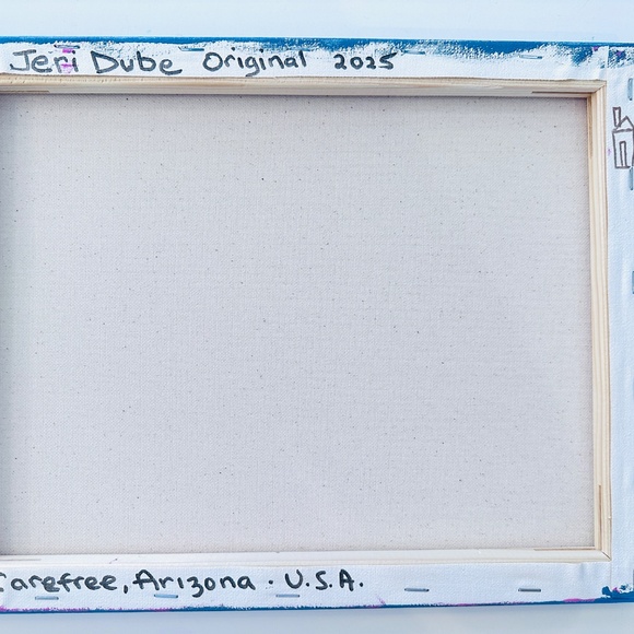 Original Painting Blue House Architectural Landscape Impressionistic OOAK 11x14" - Picture 8 of 9